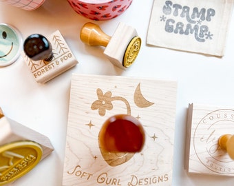 Custom Logo Rubber Stamp, Company Logo Stamp from your Design or Logo, Wooden Handle Business Logo Stamp, Custom Rubber Stamp for Logo