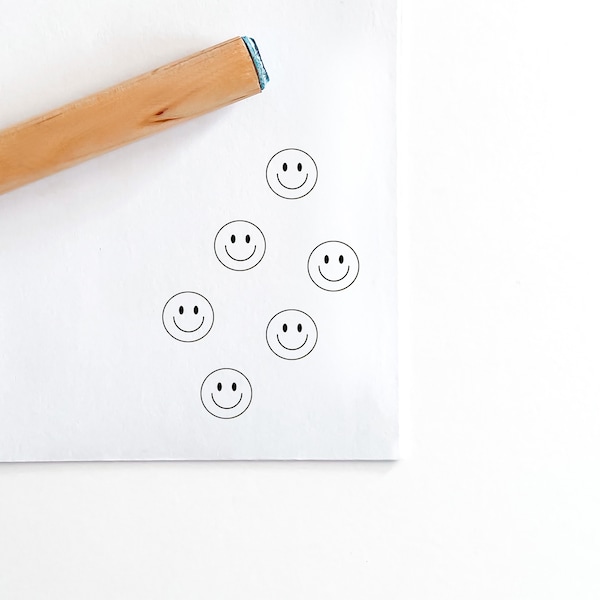 Mini Peg Rubber Stamp, Packaging Stamp, Happy Face Stamp, Hippy Rubber Stamp, Smiley Face Rubber Stamp, Boho Stamp, Bujo Stamp, Groovy Stamp