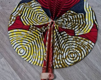 African Ankara  multicolour hand made hand fan  with 100% cotton Fabric, prefect  for gifts for woman, your home decorations