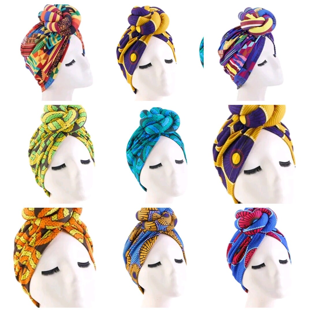 Women's African Turban Head Wrap - Stretchy Braided Headband, Black Pre-Tied Style - View #7