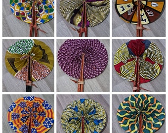 Handmade african kente ankara print portable folding hand fan