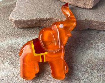 Orange Lucite Elephant Pin