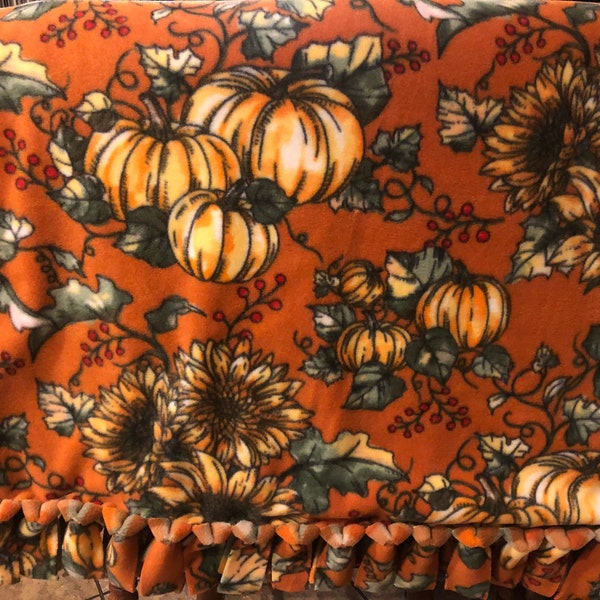 Pumpkin & Sunflower Fleece Tie Blankets | Blankets | Cozy Fleece Blanket