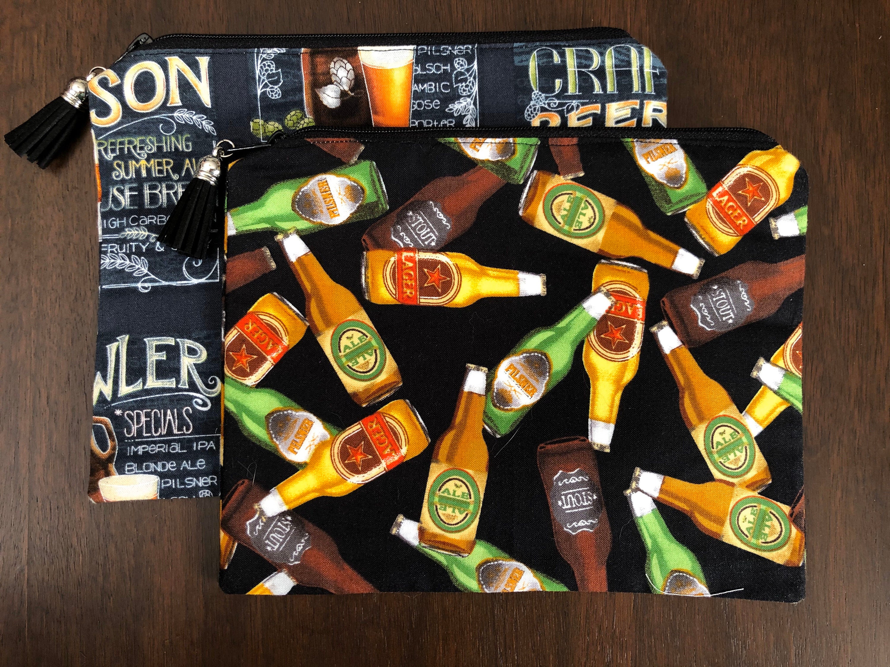 Beer Themed Pouches Handmade Zipper Pouch Etsy