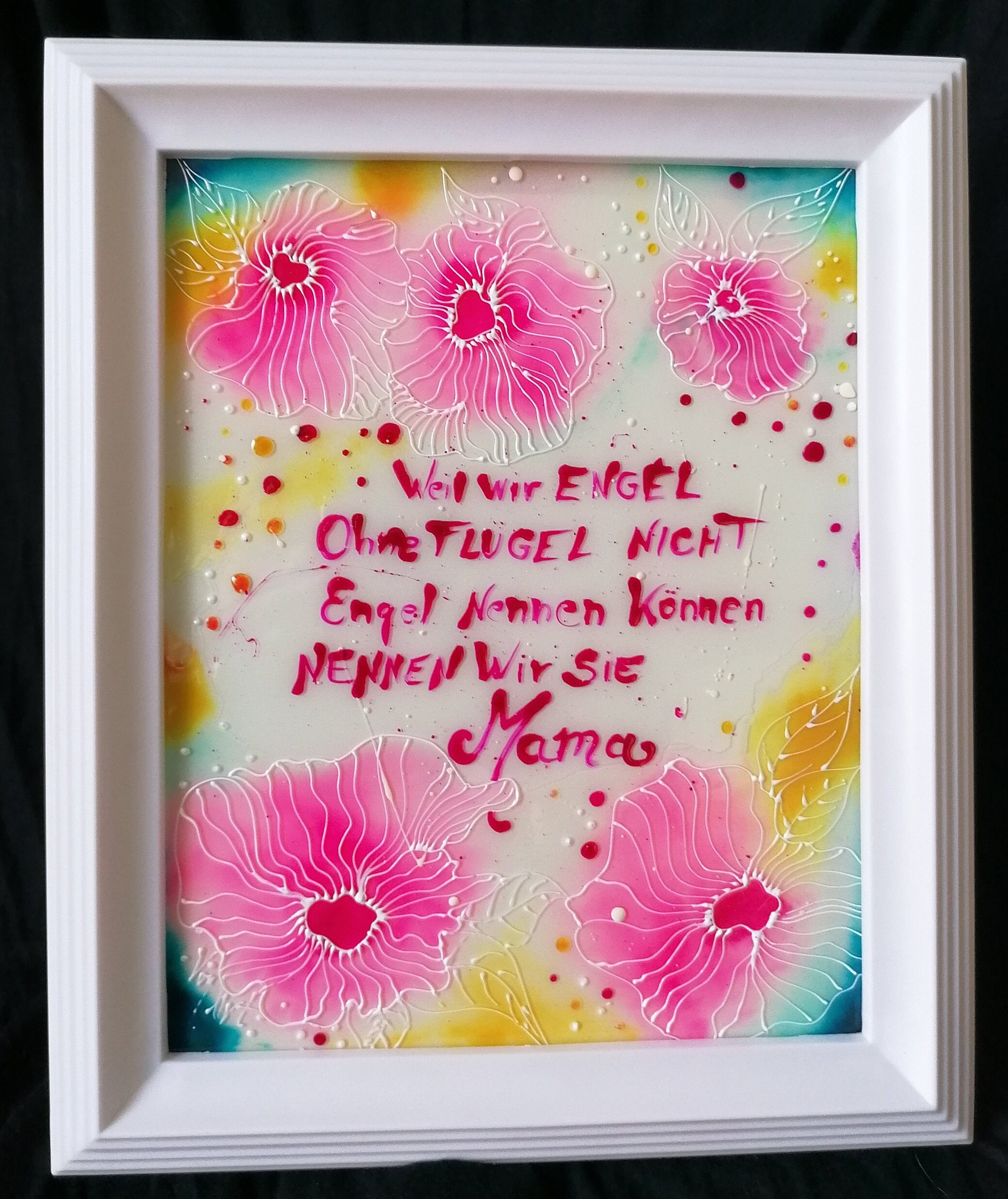 Mother's Day fantasy picture with flowers. Glass-painted ...
