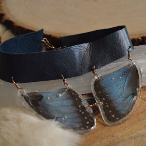 Mystical Morpho Leather Butterfly Choker
