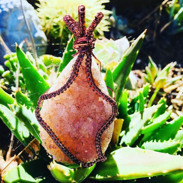 Majestic Amethyst Geode and Oxidized Copper Wrap