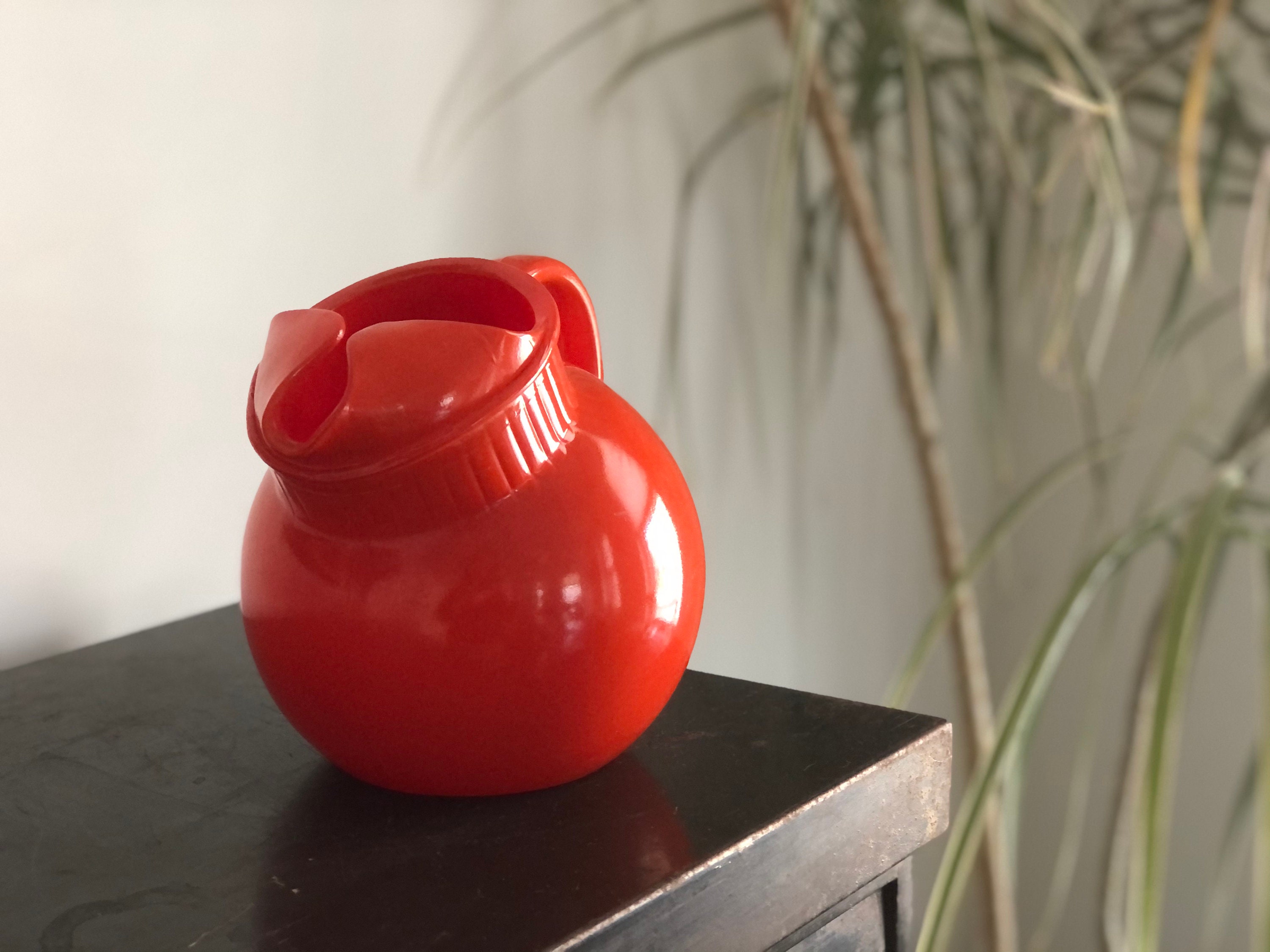 Darling Juice Jug Orange Color Glass Globe Shape Etsy