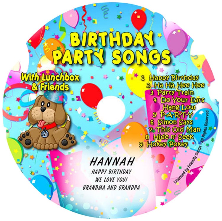 Birthday Party Songs. Personalized Music CD. Your Child's Etsy
