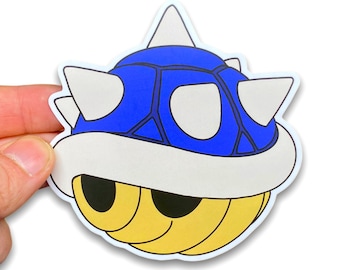 Blue Shell Sticker | nostalgia stickers | 90's Pins | super mario stickers | Decal | Dye cut sticker | Vinyl Sticker | Mario Kart Stickers