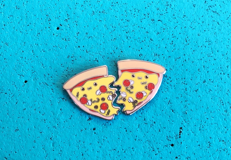 Pizza Pair  Sticking Together   Best friends pins BFF Pin image 1