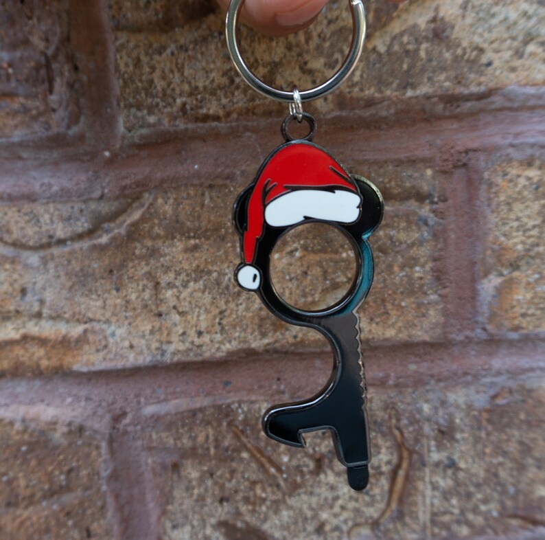 Christmas Mickey Door Opener With Stylus Tip Christmas Door Opener Bottle Opener Keychain Touchless Disney Opener image 1