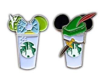 Peter Pan and Tinkerbell Castle Coffee Cup Pin | Tinkerbell | PeterPan | Peter Pan pins | Tink Pins | Lost Boys Pin