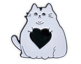 Fat Cat Love Pin ( White )