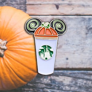 Pumpkin Castle Coffee Cup Pin Halloween Pins Pumpkin Spice Pin Holiday Pins image 2