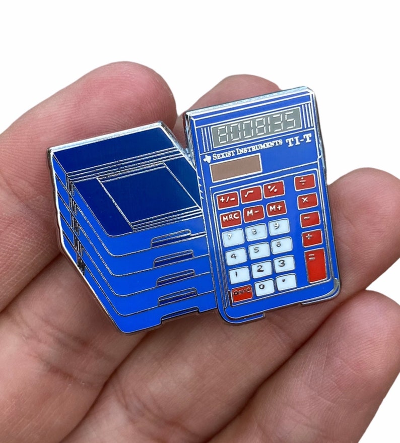 Old School Calculator Pin School Pins 90's Nostalgia Pin Homework Pin Back in school image 1