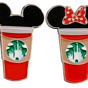 Red Holiday Mouse Castke Coffee Cup Pins