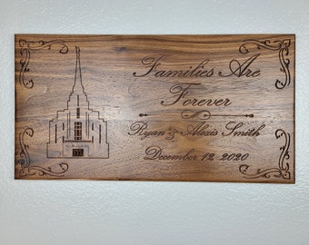 LDS/Mormon Temple Wedding Sealing Date Engraved Wood Sign