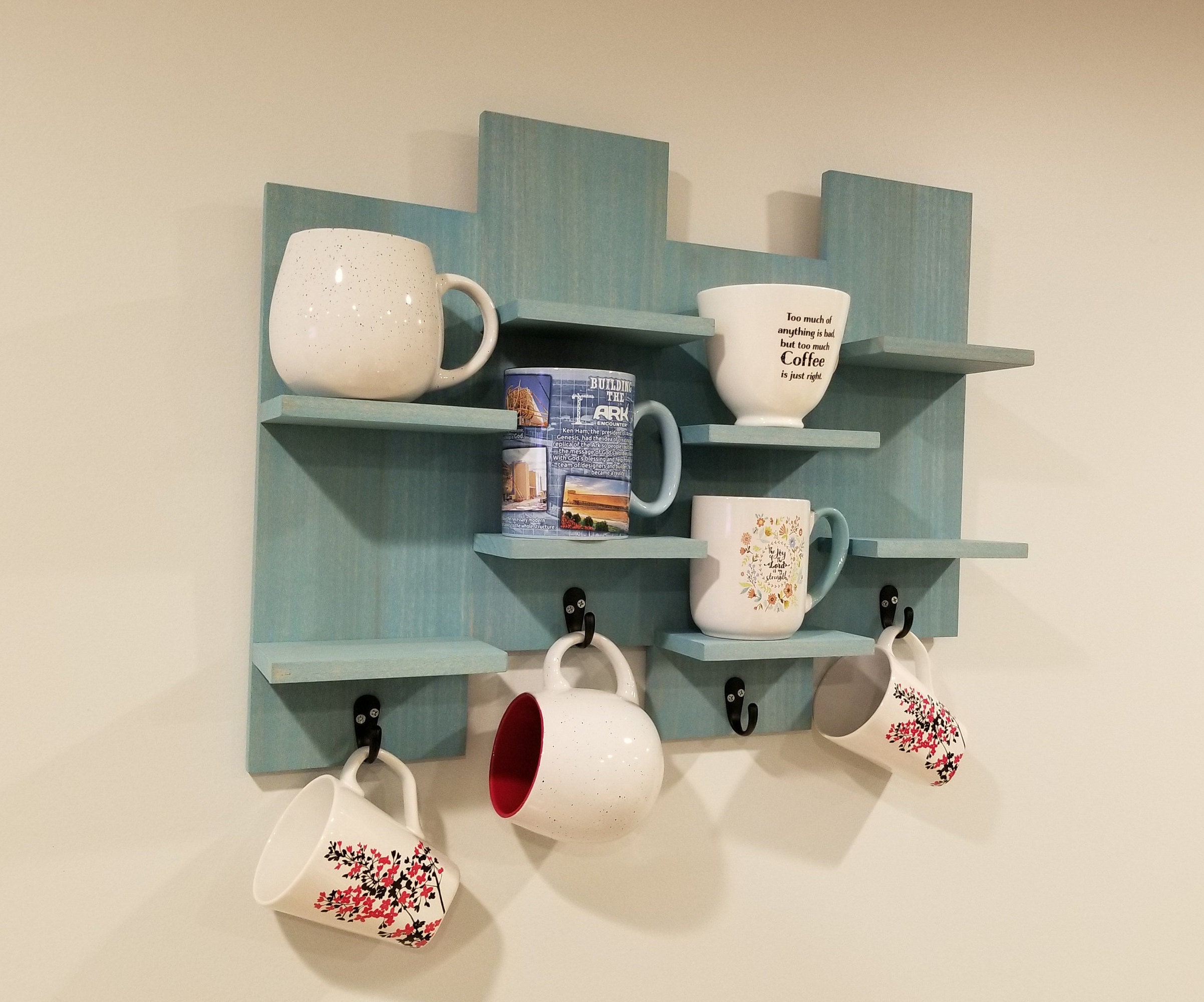 Soporte para tazas de café montado en la pared | Etsy