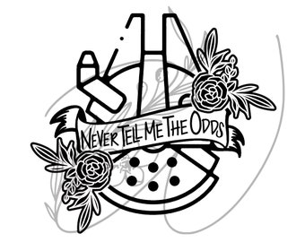 Never Tell Me the Odds Floral V1 - Star Wars SVG PNG fichier de coupe Cricut
