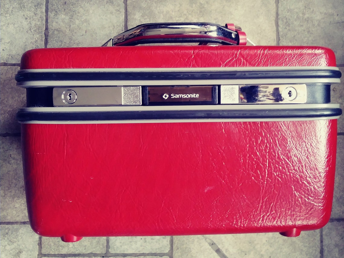 Vintage TRAIN CASE Luggage Hard Molded Plastic with Mirror Etsy