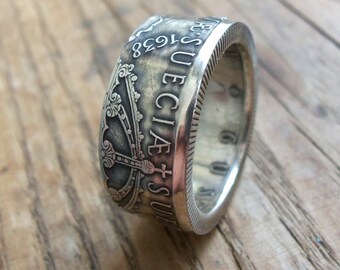 Sweden coin ring - Silver Swedish coin ring - Ring from Swedish coin - Sweden - Myntringar - Swedish jewelry - Swerige - Suecia- Кольца