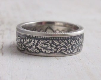 Swiss Silver Coin Ring - Helvetia - Helvetia coin ring - Silver ring from coin - Switzerland - Swiss jewelry - Coin jewelry-Silver coin ring