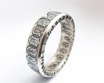 Silver Italian 500 Lire Coin Ring - Italy 500 Lire - Italian Jewelry - Silver Italian coin ring - Silver coin rings - ring from Italian coin