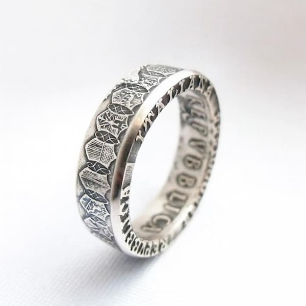 Silver Italian 500 Lire Coin Ring - Italy 500 Lire - Italian Jewelry - Silver Italian coin ring - Silver coin rings - ring from Italian coin