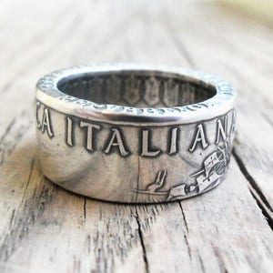 Silver Coin Ring Italy, Rings from Coins, Silver ring of Italy coins - Silver Italian Coin Ring -Coin Rings Handmade from Italian 500 Lire