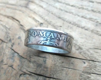 Silver coin ring Romania - Romania - ring made of romanian coins - Romanian coin ring - Size 4 - 9 US