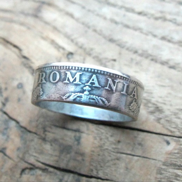 Silver coin ring Romania - Romania - ring made of romanian coins - Romanian coin ring - Size 4 - 9 US