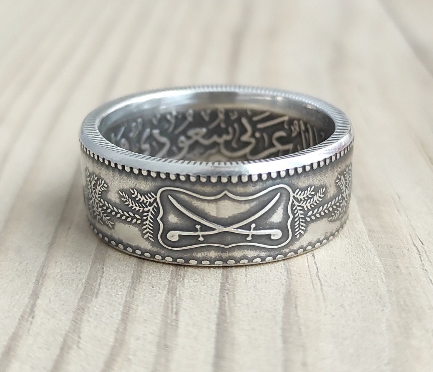 Mens Womens Unisex Tree Bark Texture Hammered Silver Coin Ring Size 12 |  eBay