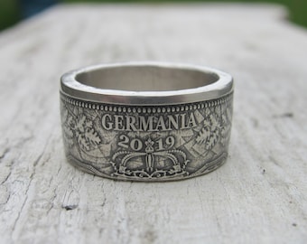 Germany Silver Coin Ring - Deutsches coin ring - Germania - coin ring Germania - German silver coin ring - 2019 - silver coin ring Germania
