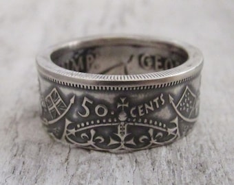 Silver Coin Ring Canada - Canadian silver coin ring - Canadian jewelry - Canadian souvenir - Ring from Canadian coin - Canadian 50 Cent