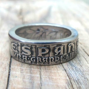 Coin ring Spain - 25 centavo 1937 - Spain jewelry - Espana