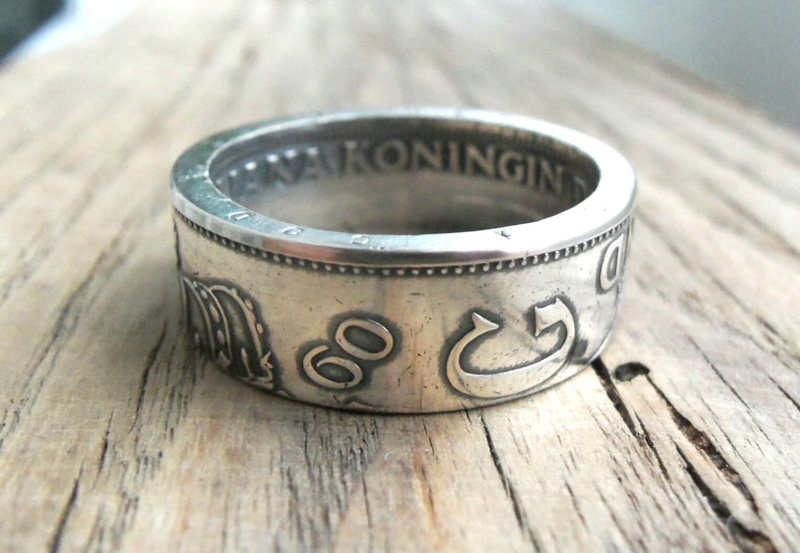 Silver Coin Ring Netherlands - Dutch Coin Ring - Netherlands 2 1/2 ...