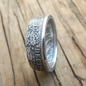 Germany Silver Coin Ring 1 Mark 1873-1916- Deutsches coin ring - 1 mark coin ring - Souvenir from Germany - Size 4 - 9 US