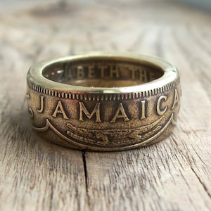 Jamaica Coin Ring - Brass Coin Ring - Jamaica - Jamaican coin ring - Jewelry of Jamaica - Handcrafted Rings - Unusual Rings - Double Sided