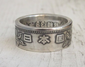 Japan Silver coin ring, Silver Japanese coin ring, Japan 1964 1000 Yen .925 Pure Silver Coin Ring, Coin ring Japan, Japanese jewelry