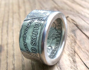 Morgan Silver Dollar Coin Ring - Luxury Ring - Mens Ring - Custom Mans Ring - Coin Jewelry - Mens Coin Ring - Morgan Dollar Ring