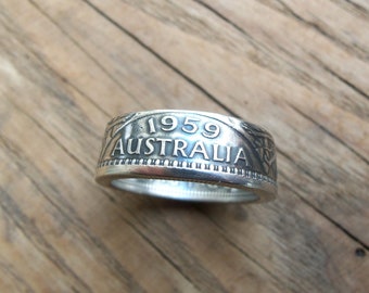 Australian 1 Florin Silver Coin Ring - Ring made from Australia silver coin - Australia - Australian Coin Ring - Coin Jewelry