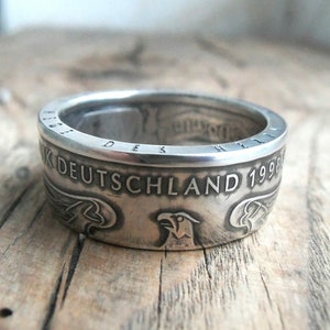 Germany Silver Coin Ring - Deutsches coin ring - Bundesrepublic Deutschland - 10 Mark 1998 - Ring from Detsche Mark - Germany