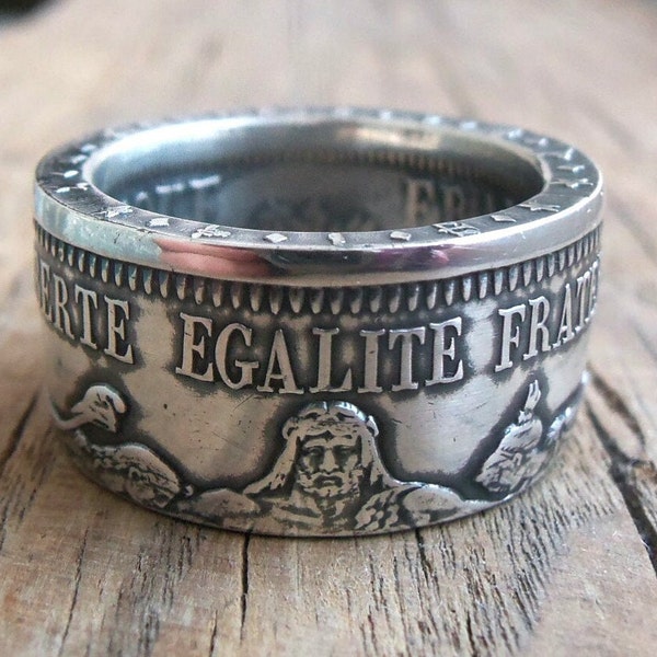Silver coin ring France- Liberte Egalite Fraternite- French coin ring - French silver coin ring- France coin ring- Hercules - Hercules ring