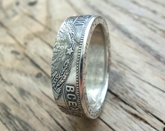 Ring met 50 kopeken munt uit de USSR (1924-1925), gemaakt van 900 zilver, handgemaakte vintage muntring, uniek historisch cadeau voor hem.