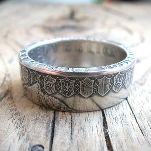 SILVER Italian 500 Lire Coin Ring - Silver rings - Italian Jewelry - Silver coin rings - ring from Italian coin - Italy 500 Lire