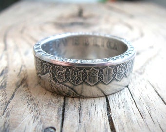 SILVER Italian 500 Lire Coin Ring - Silver rings - Italian Jewelry - Silver coin rings - ring from Italian coin - Italy 500 Lire