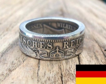 Deutschland Silbermünzenring 2 und 3 Mark 1873-1916 – Deutsches Münzring – 2 und 3 Mark Münzring – Souvenir aus Deutschland