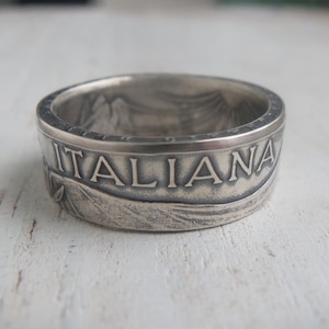 Silver Italian Coin Ring - Silver Italian 500 Lire coin ring- Italian Jewelry - Silver coin rings - ring from Italian coin - 1965 Birthday