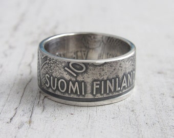 Finland Silver Coin Ring - Suomi Finland - Suomen Tasavalta - Finnish jewelry - Souvenir from Finland - Silver Ring - Finland - Coin Jewelry